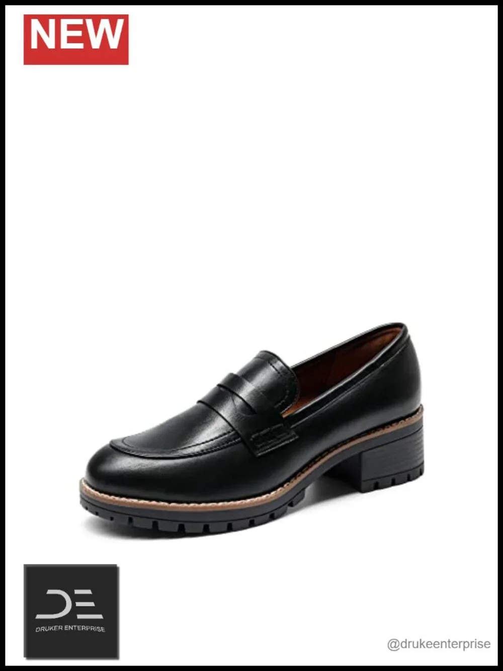 Chunky Heeled Loafers with Platform Slip-On